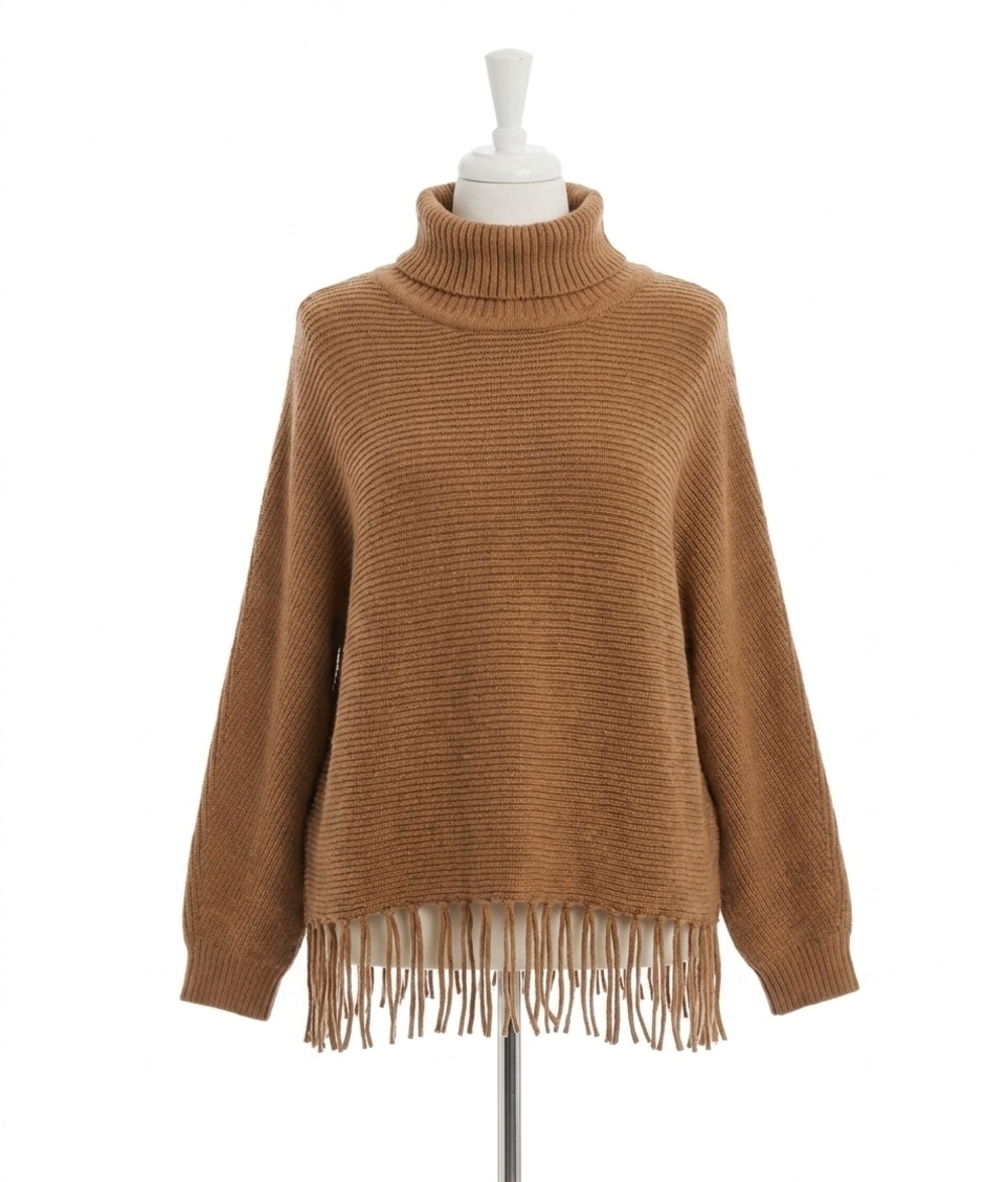 NEW MOLLY BRACKEN mock neck knitted sweater in camel